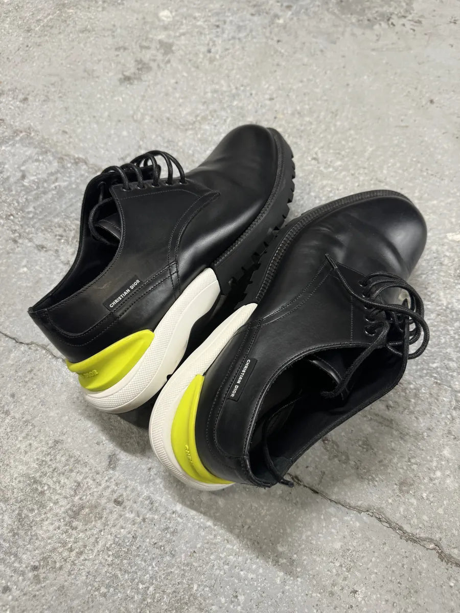 Christian Dior Yellow & Black Derby Leather Shoes by Kim Jones (40.5eu/us7.5) 5