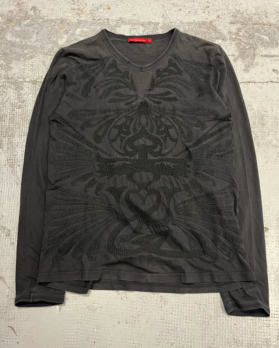 Christian Lacroix Black Embroidered V-Neck Longsleeve RBxaObe 3