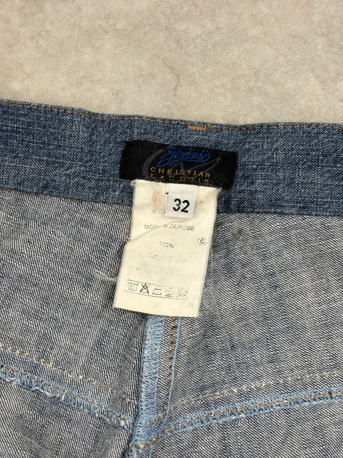 1990s Christian Lacroix Blue Denim Embroidered Flare Jeans eqDqptm 11