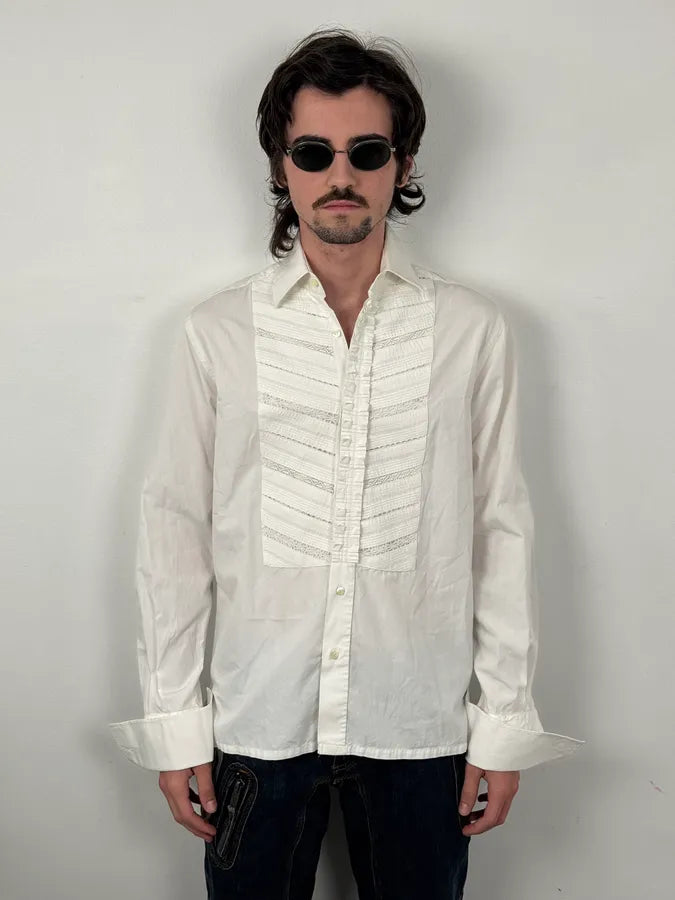 Christian Lacroix White Embroidered Plastron Shirt vOzGpaQ 1