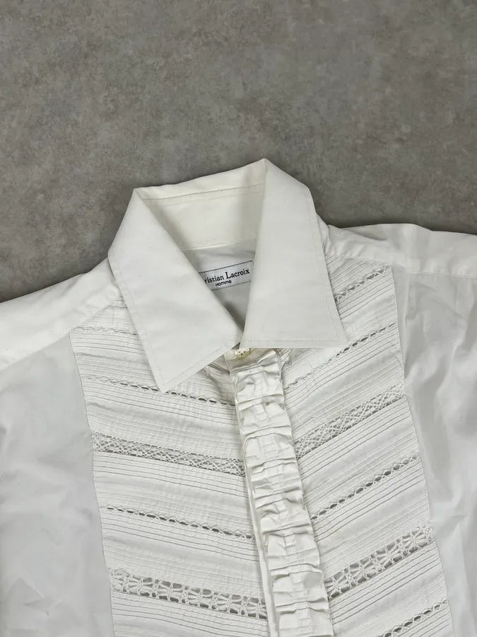 Christian Lacroix White Embroidered Plastron Shirt vOzGpaQ 4