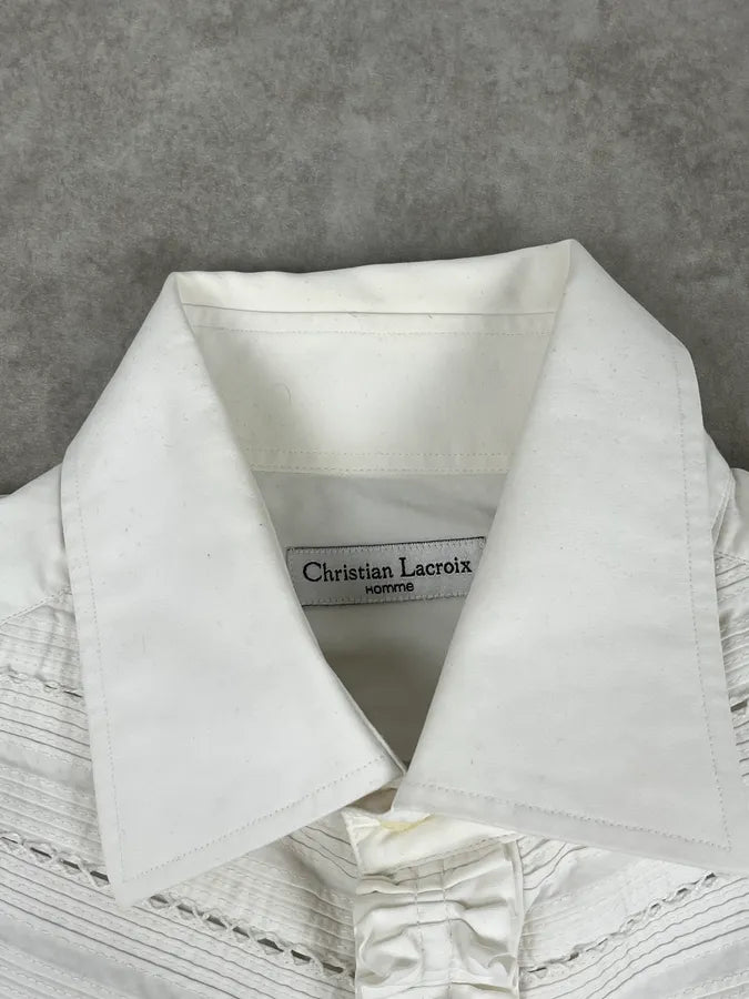 Christian Lacroix White Embroidered Plastron Shirt vOzGpaQ 8