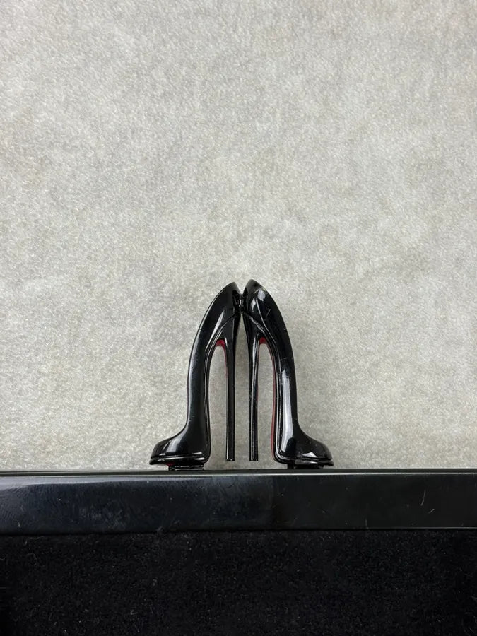 2010s Christian Louboutin Black Ponyhair Fringe Vero-Doat Clutch Bag AuyYVAW 7