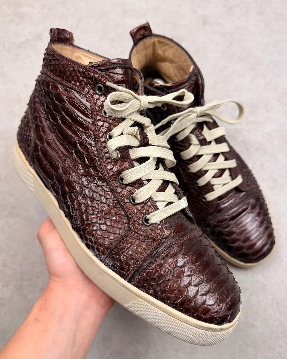 Christian Louboutin Dark Brown Python Leather High Sneakers PaKNCOs 0