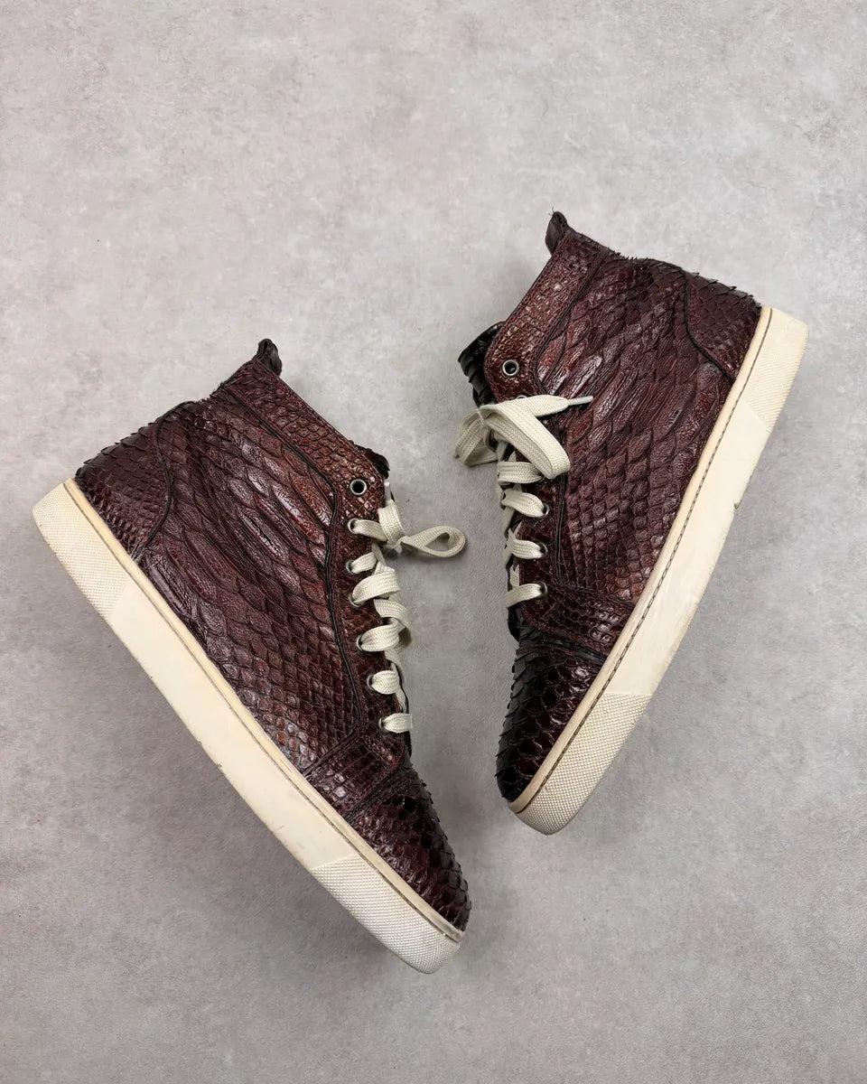 Christian Louboutin Dark Brown Python Leather High Sneakers PaKNCOs 3