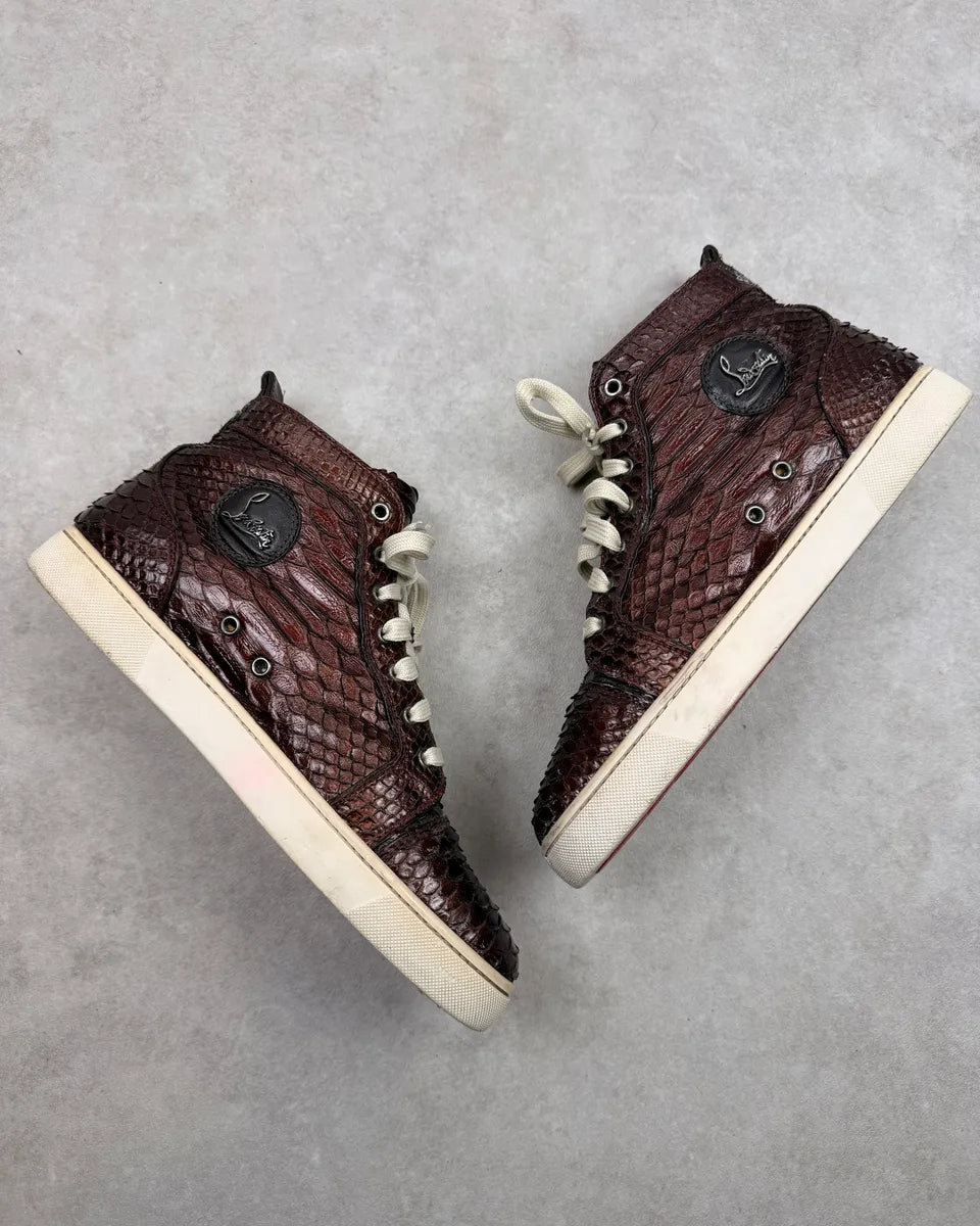 Christian Louboutin Dark Brown Python Leather High Sneakers PaKNCOs 4