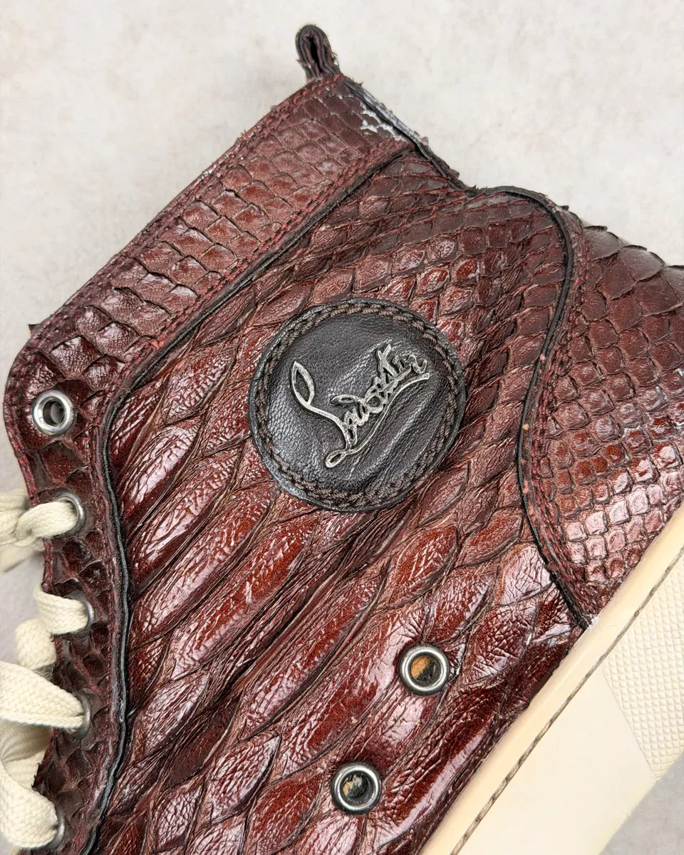 Christian Louboutin Dark Brown Python Leather High Sneakers PaKNCOs 5
