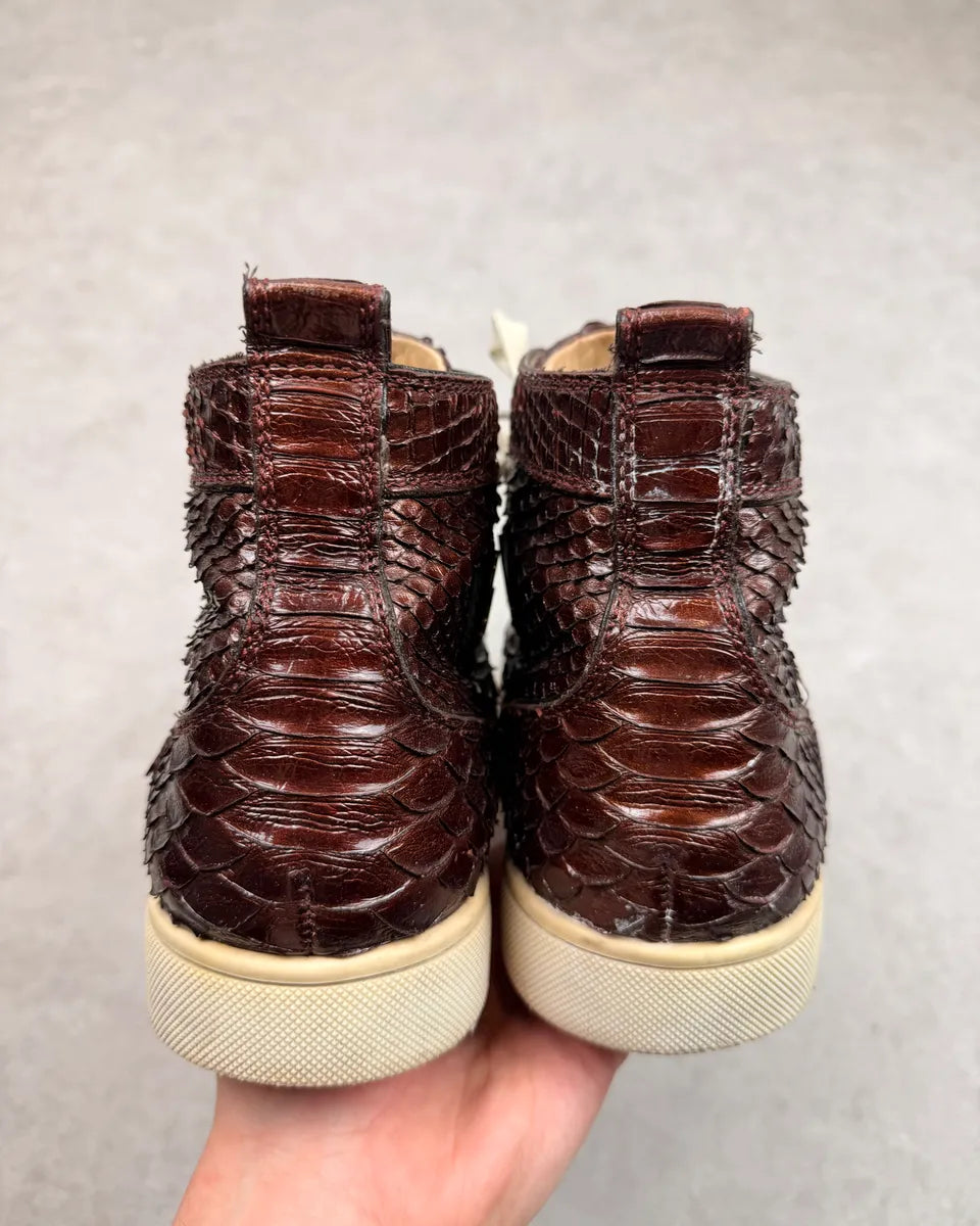 Christian Louboutin Dark Brown Python Leather High Sneakers PaKNCOs 6