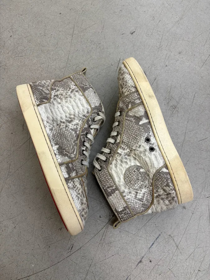 Christian Louboutin Grey Python Embossed Leather High Sneakers zoCvGIk 5