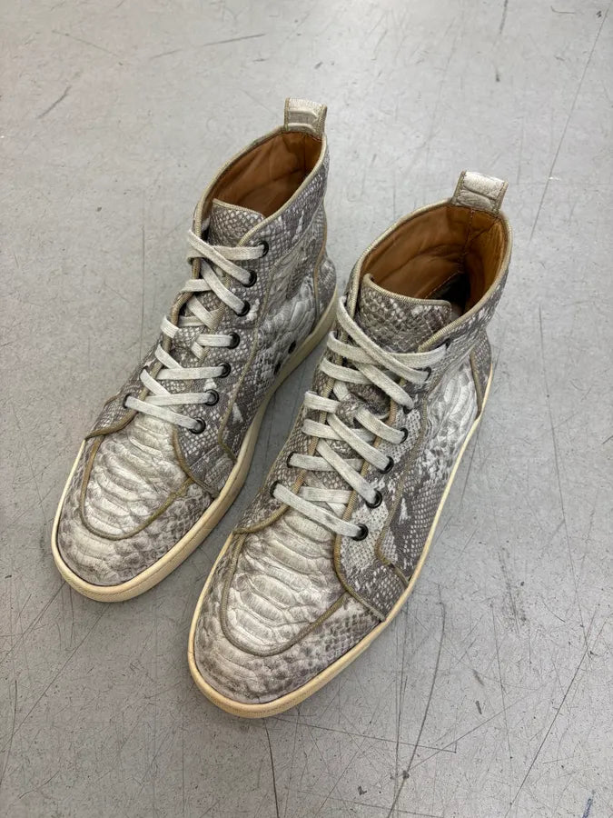 Christian Louboutin Grey Python Embossed Leather High Sneakers zoCvGIk 2