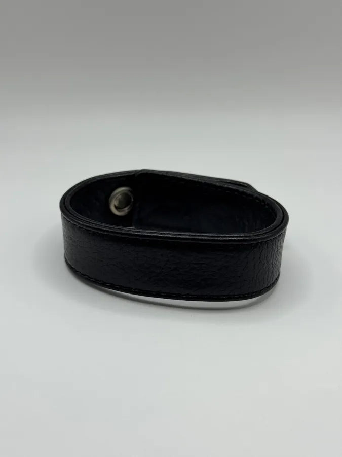 Chrome Hearts 3 Rolling Stones Silver Buttons 2 Snaps Black Leather Bracelet (OS) KjAHwWK 6