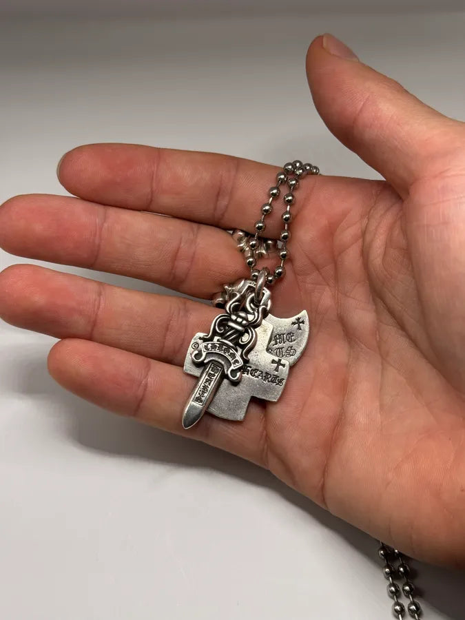 Chrome Hearts 3 Trinkets Silver 925 Necklace kbYqtwi 4