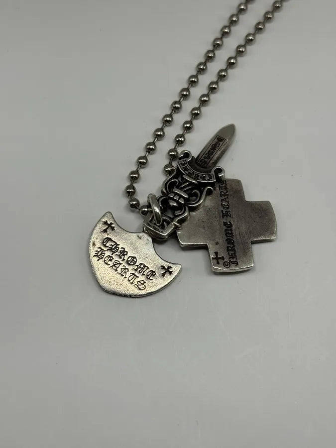 Chrome Hearts 3 Trinkets Silver 925 Necklace kbYqtwi 6
