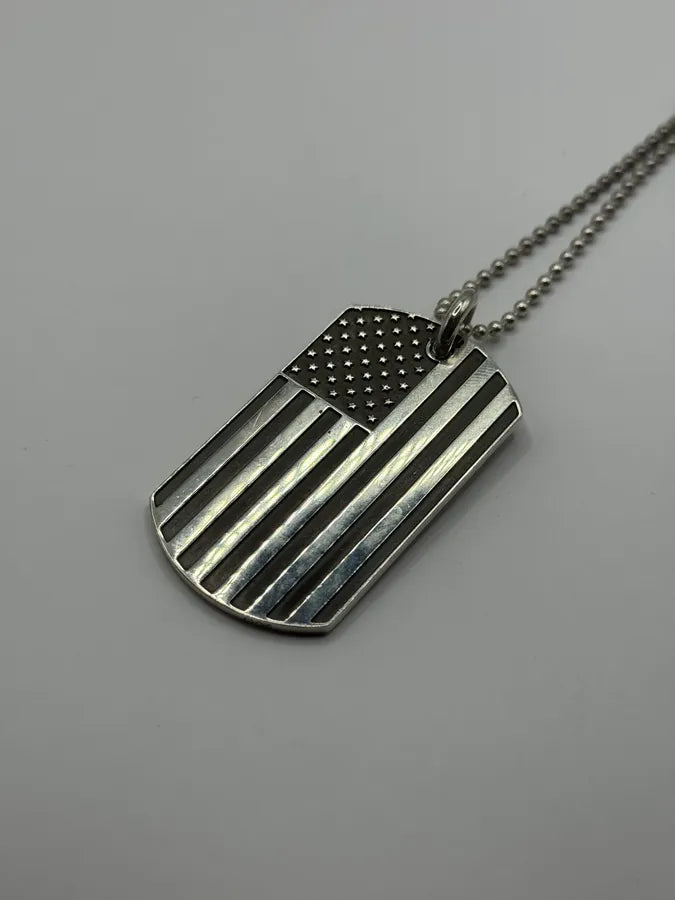 Chrome Hearts America Flag Richard Stark Fuck Dog Tag Necklace xTofRSV 0