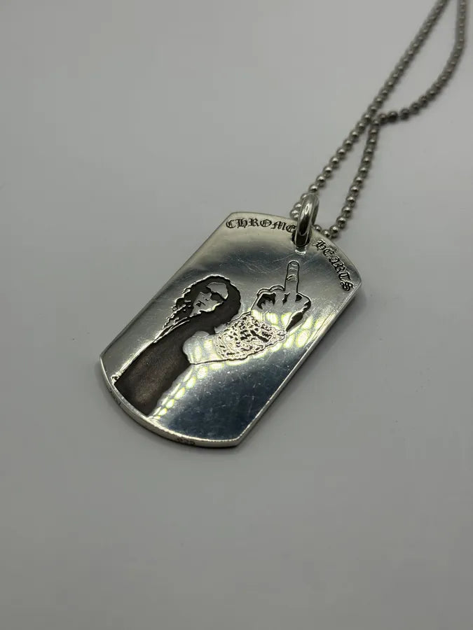Chrome Hearts America Flag Richard Stark Fuck Dog Tag Necklace xTofRSV 1