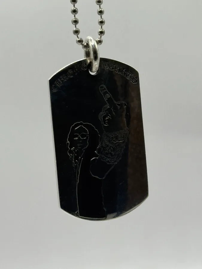Chrome Hearts America Flag Richard Stark Fuck Dog Tag Necklace xTofRSV 11