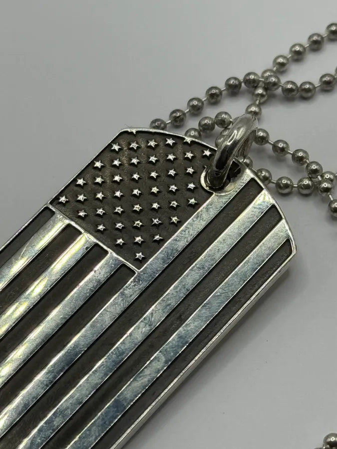 Chrome Hearts America Flag Richard Stark Fuck Dog Tag Necklace xTofRSV 3