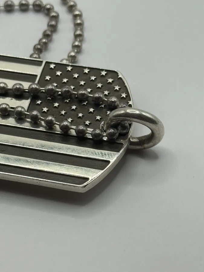 Chrome Hearts America Flag Richard Stark Fuck Dog Tag Necklace xTofRSV 8