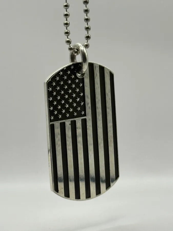 Chrome Hearts America Flag Richard Stark Fuck Dog Tag Necklace xTofRSV 9