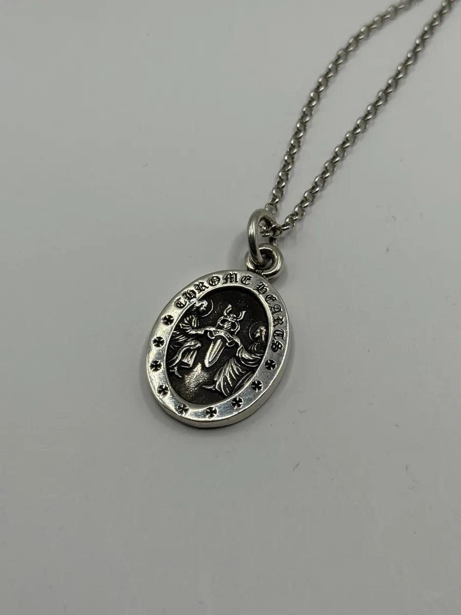 Chrome Hearts Angel Medaillon Oval Silver Pendant RkDhbof 0