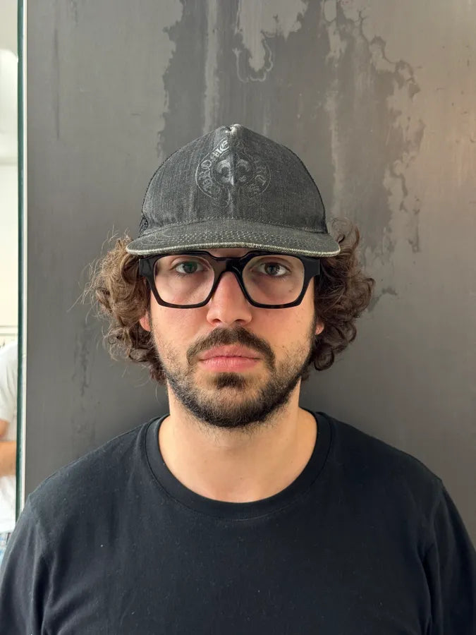 Chrome Hearts Black Denim Fleur de Lys Trucker Hat xGzbzif 1