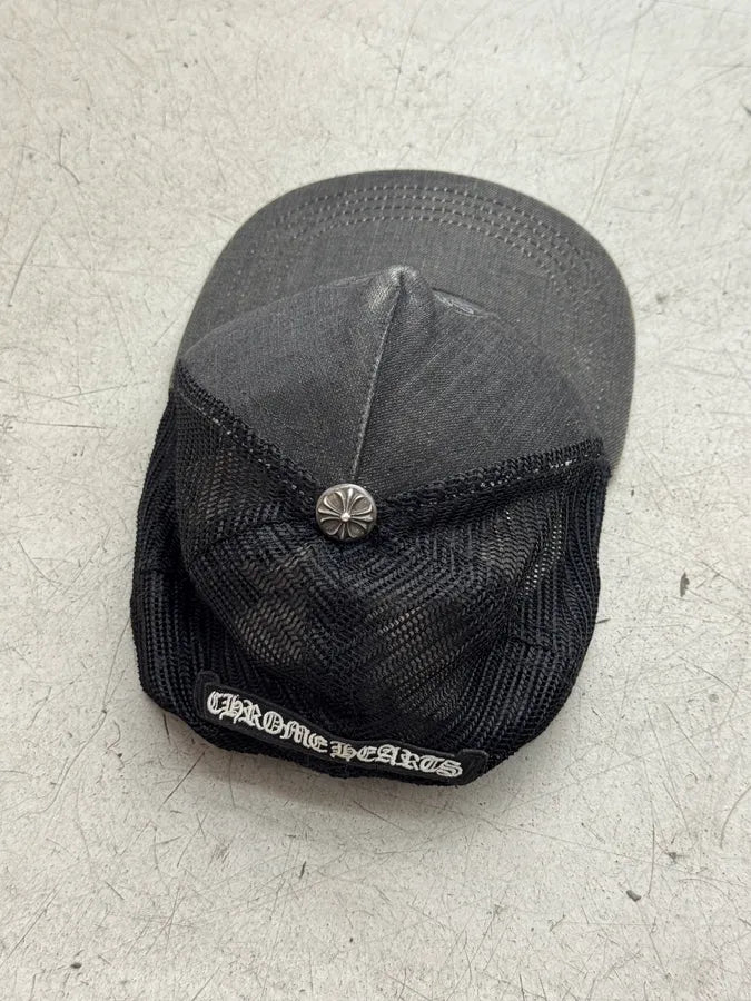 Chrome Hearts Black Denim Fleur de Lys Trucker Hat xGzbzif 7