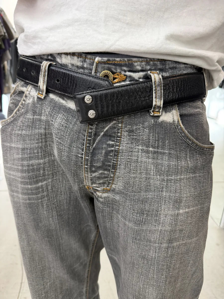 Chrome Hearts Black Leather Band Strap Belt jzmzRjI 3