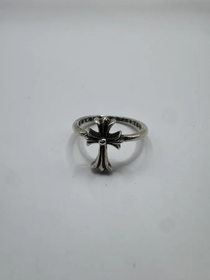 Chrome Hearts Cross Bubblegum Silver Ring hAeuyVF 4