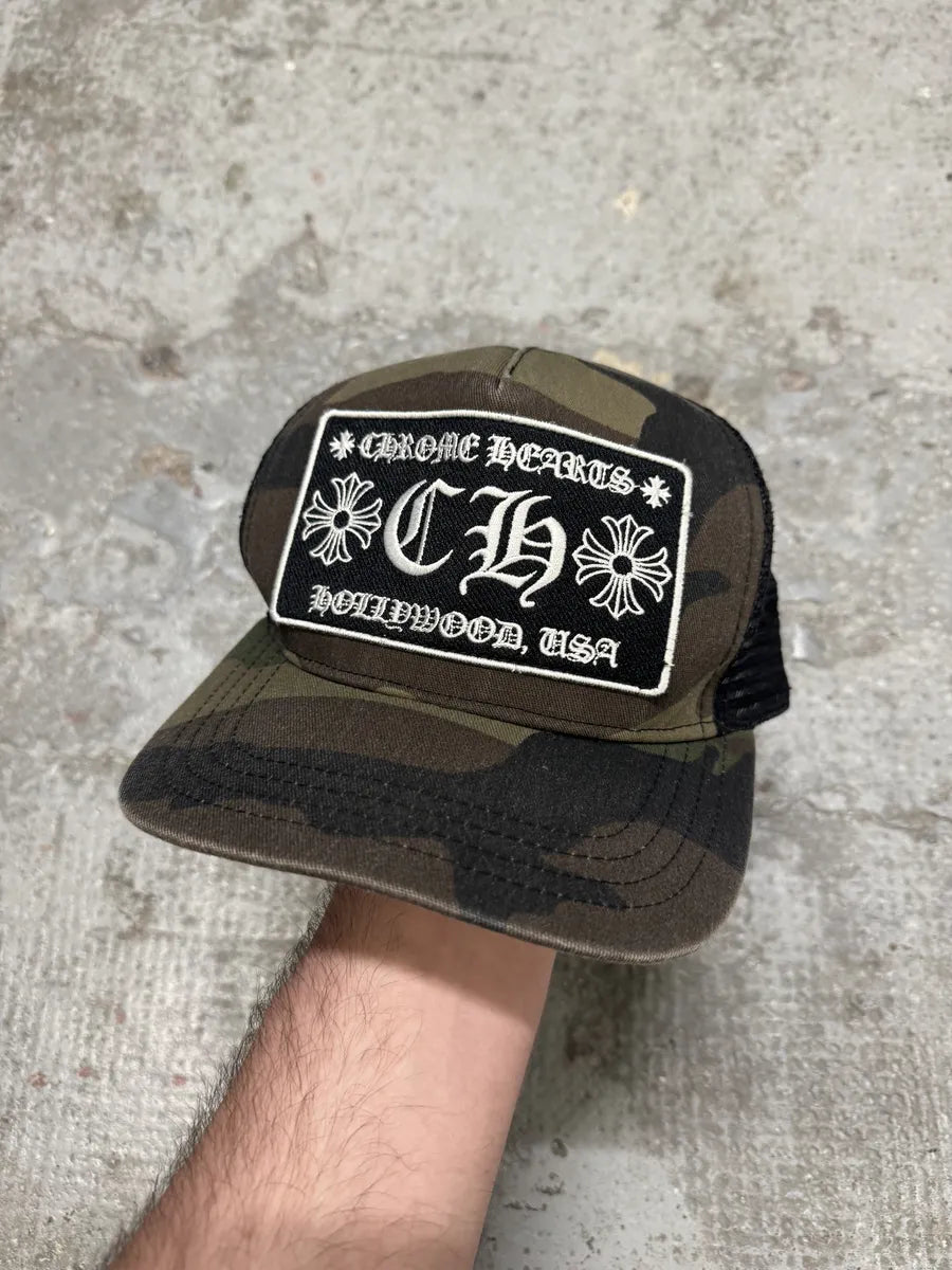 Chrome Hearts CH Hollywood Military Camo Trucker Cap (OS) nmlpMqj 5