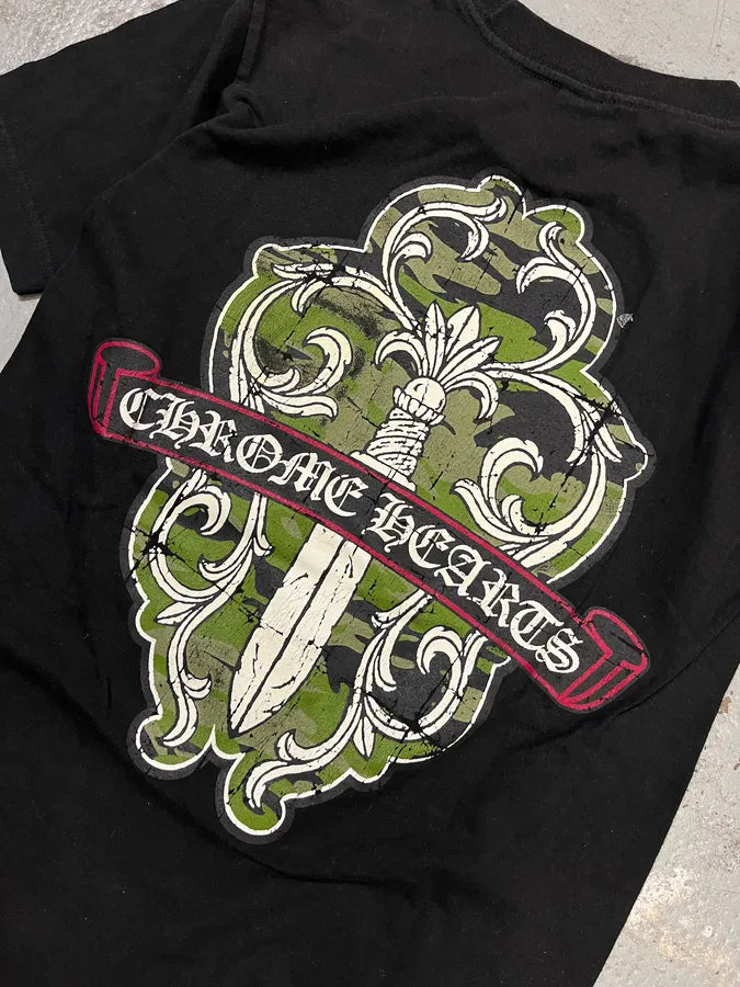 Chrome Hearts Dagger Print Black Short Sleeve Tee Shirt nWqVAfs 7