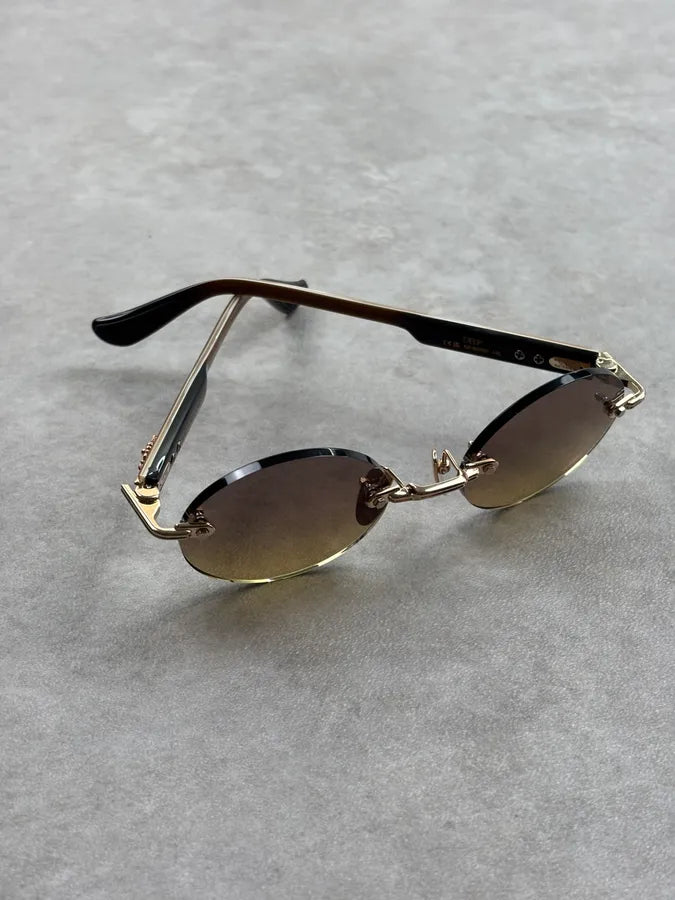 Chrome Hearts DEEP Ovales Rimless Gold/Brown Sunglasses Made in Japan RNHDcos 11