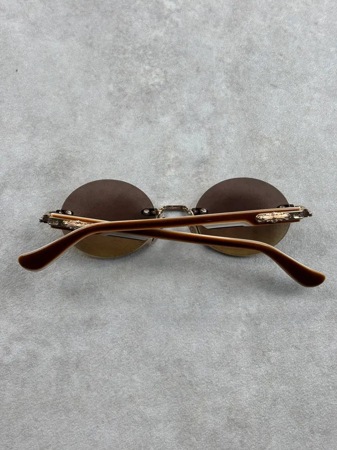 Chrome Hearts DEEP Ovales Rimless Gold/Brown Sunglasses Made in Japan RNHDcos 13