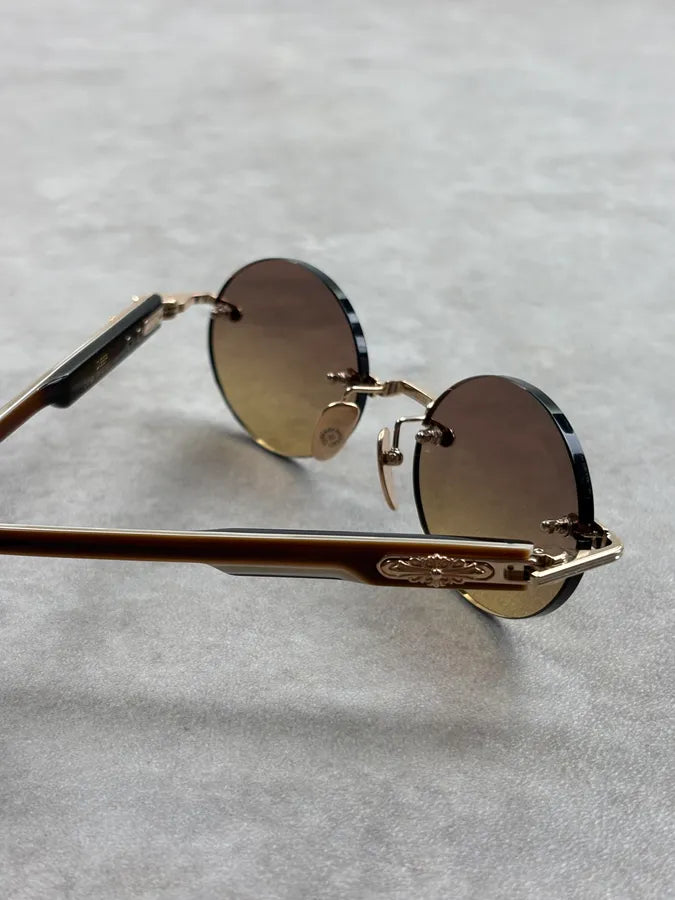 Chrome Hearts DEEP Ovales Rimless Gold/Brown Sunglasses Made in Japan RNHDcos 14