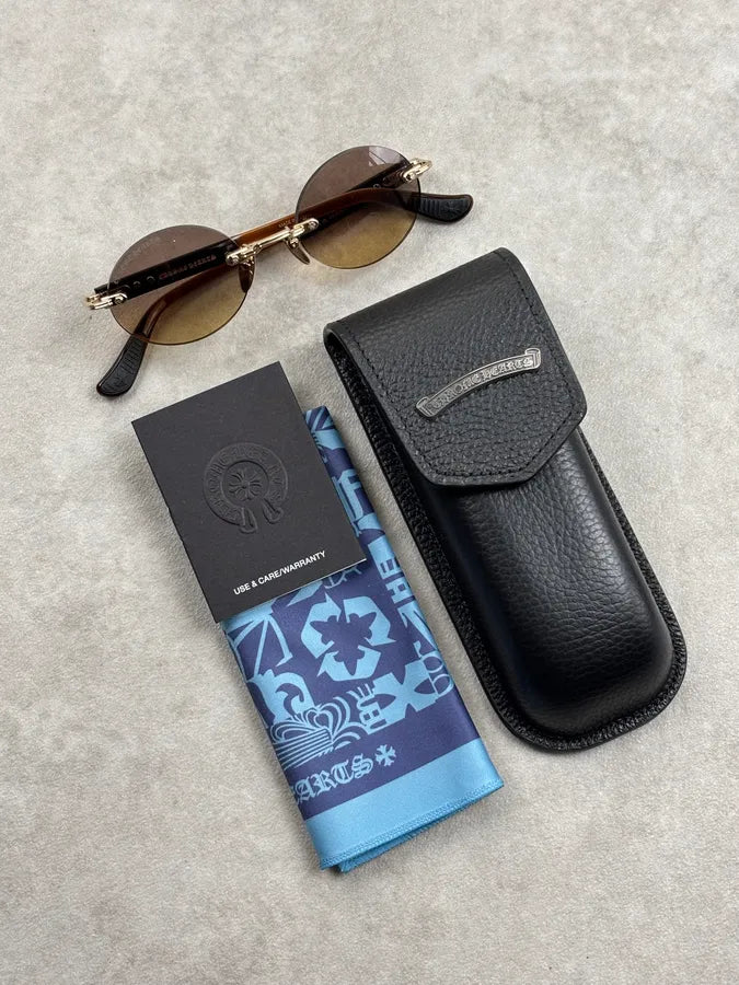 Chrome Hearts DEEP Ovales Rimless Gold/Brown Sunglasses Made in Japan RNHDcos 3
