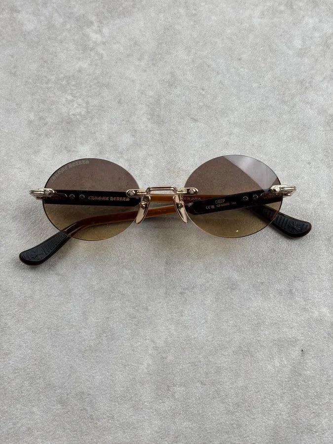 Chrome Hearts DEEP Ovales Rimless Gold/Brown Sunglasses Made in Japan RNHDcos 5