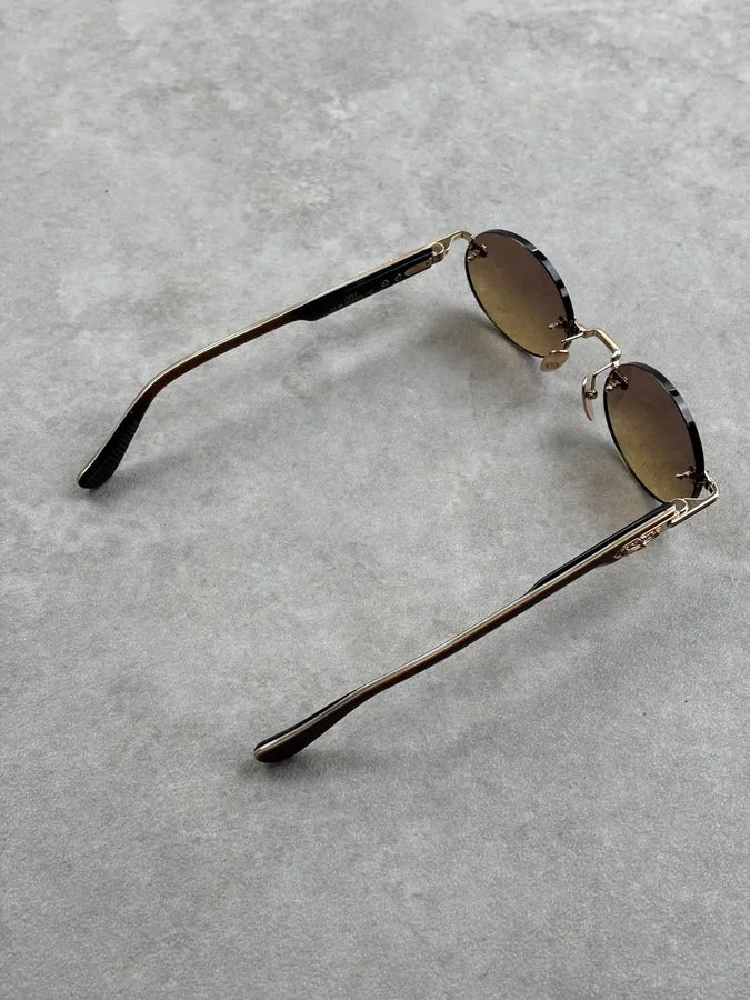 Chrome Hearts DEEP Ovales Rimless Gold/Brown Sunglasses Made in Japan RNHDcos 6