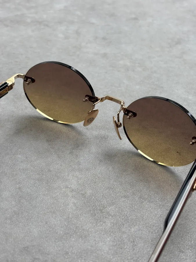 Chrome Hearts DEEP Ovales Rimless Gold/Brown Sunglasses Made in Japan RNHDcos 7