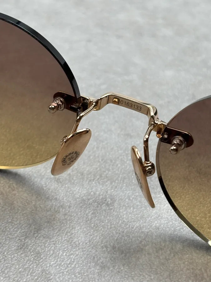 Chrome Hearts DEEP Ovales Rimless Gold/Brown Sunglasses Made in Japan RNHDcos 8