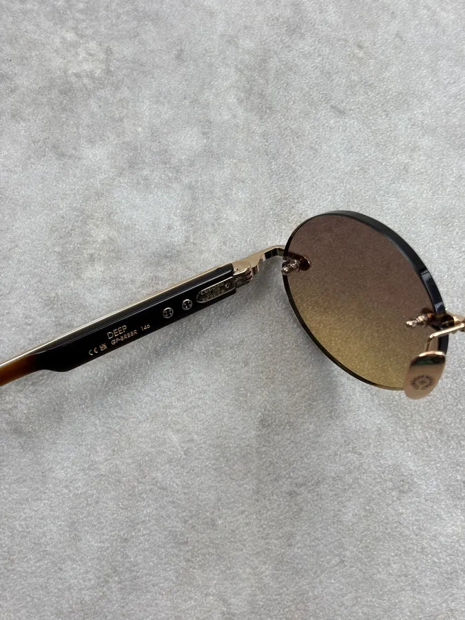 Chrome Hearts DEEP Ovales Rimless Gold/Brown Sunglasses Made in Japan RNHDcos 9