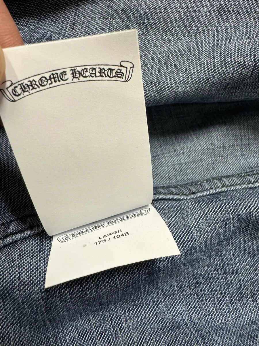 Chrome Hearts Denim Cross Leather Patchwork Shirt fJVAhQR 11