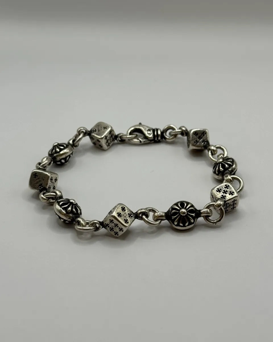 Chrome Hearts Dice & Crossball Silver Bracelet OmGWBIL 0