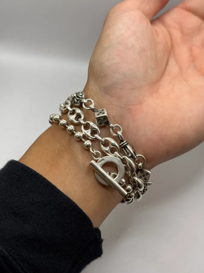 Chrome Hearts Dice & Crossball Silver Bracelet OmGWBIL 10