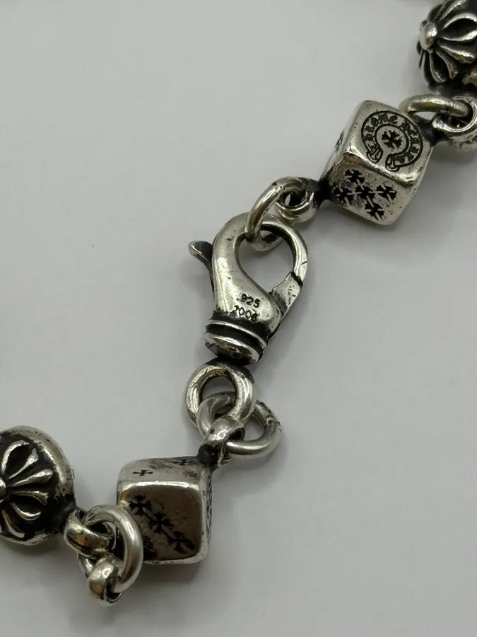 Chrome Hearts Dice & Crossball Silver Bracelet OmGWBIL 2