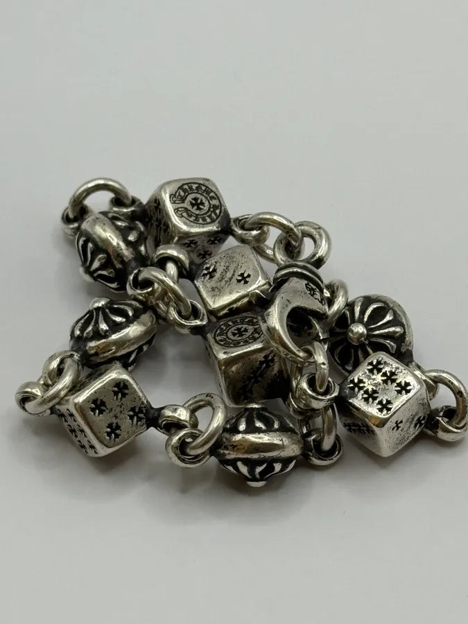 Chrome Hearts Dice & Crossball Silver Bracelet OmGWBIL 3