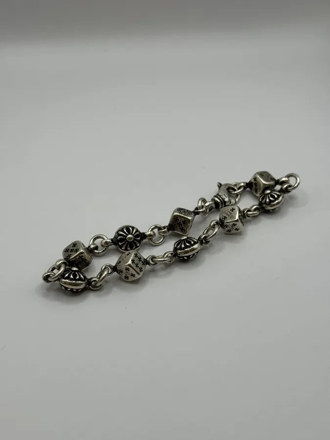 Chrome Hearts Dice & Crossball Silver Bracelet OmGWBIL 4