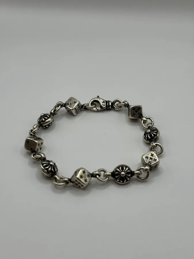 Chrome Hearts Dice & Crossball Silver Bracelet OmGWBIL 5