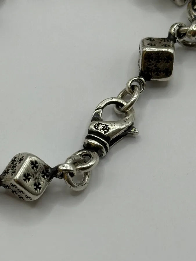 Chrome Hearts Dice & Crossball Silver Bracelet OmGWBIL 6
