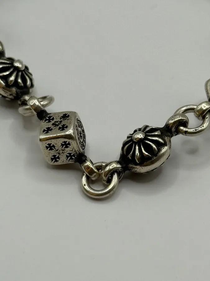 Chrome Hearts Dice & Crossball Silver Bracelet OmGWBIL 7