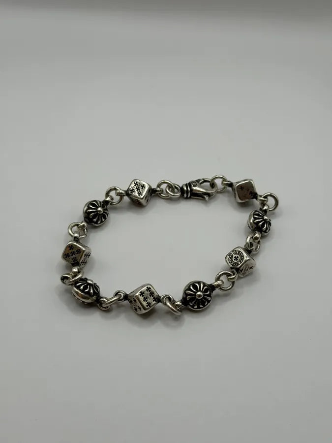 Chrome Hearts Dice & Crossball Silver Bracelet OmGWBIL 8