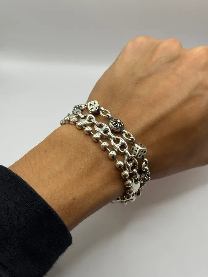 Chrome Hearts Dice & Crossball Silver Bracelet OmGWBIL 9